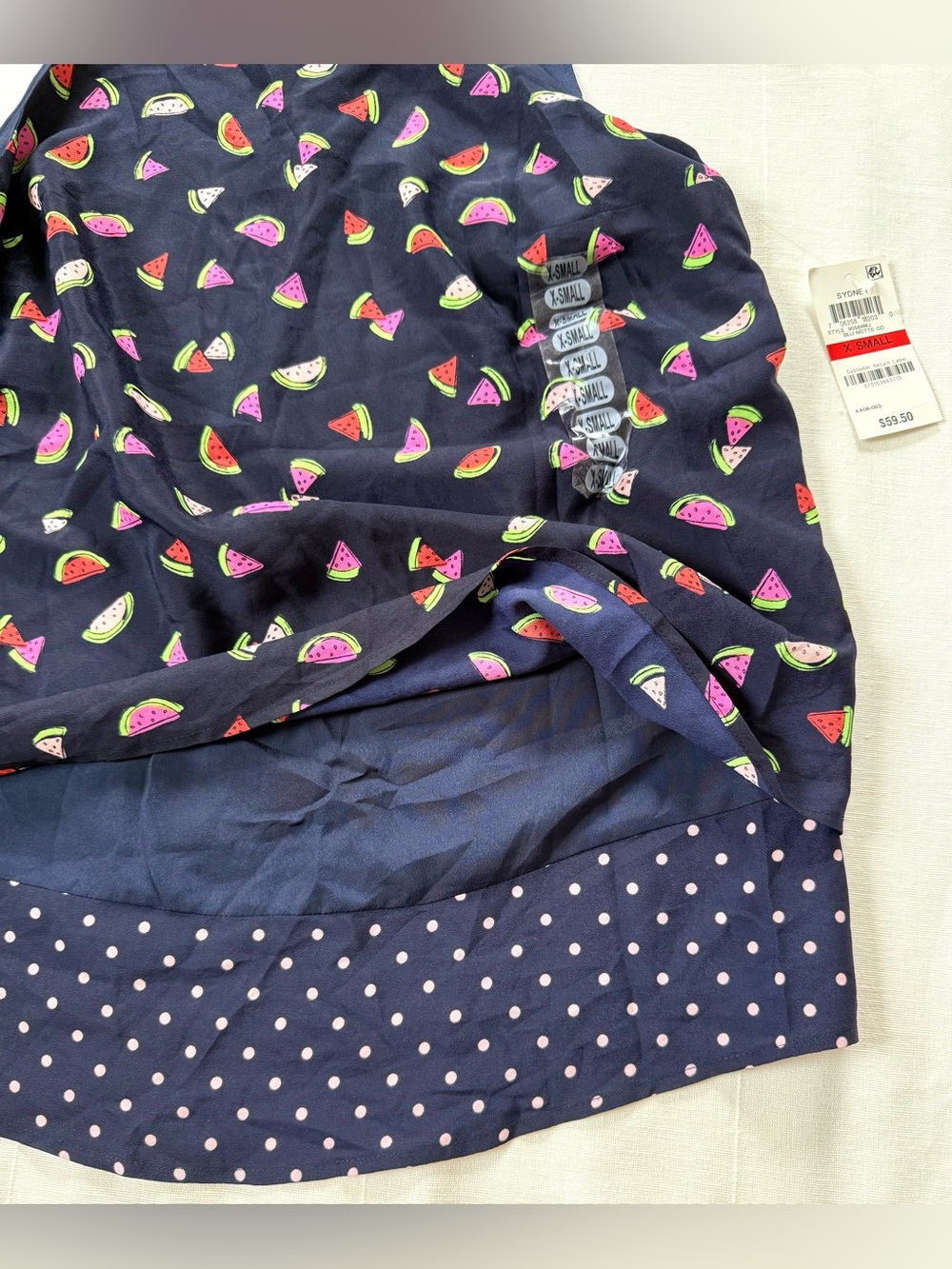 Maison Jules Watermelon Print Sleeveless Tank Top | Navy Summer Blouse XS NWT - Picture 5 of 7